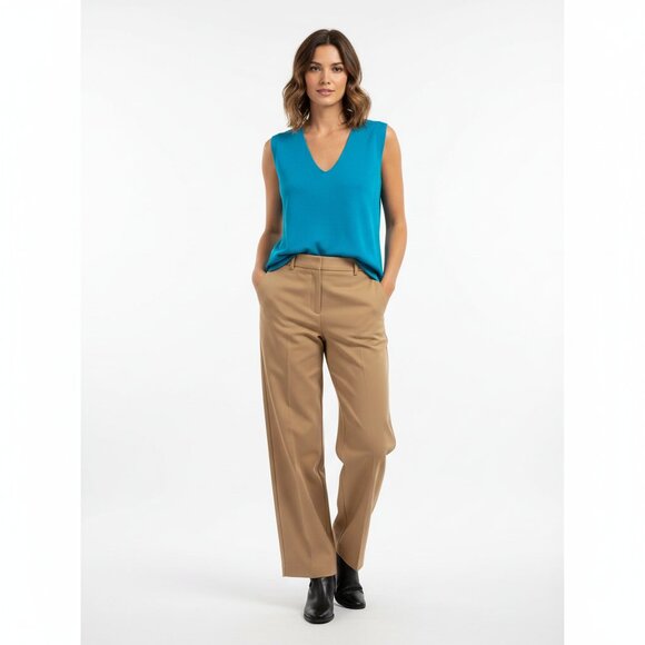 Akris Punto Blue Knit Sleeveless V Neck Top 10 - Picture 6 of 7